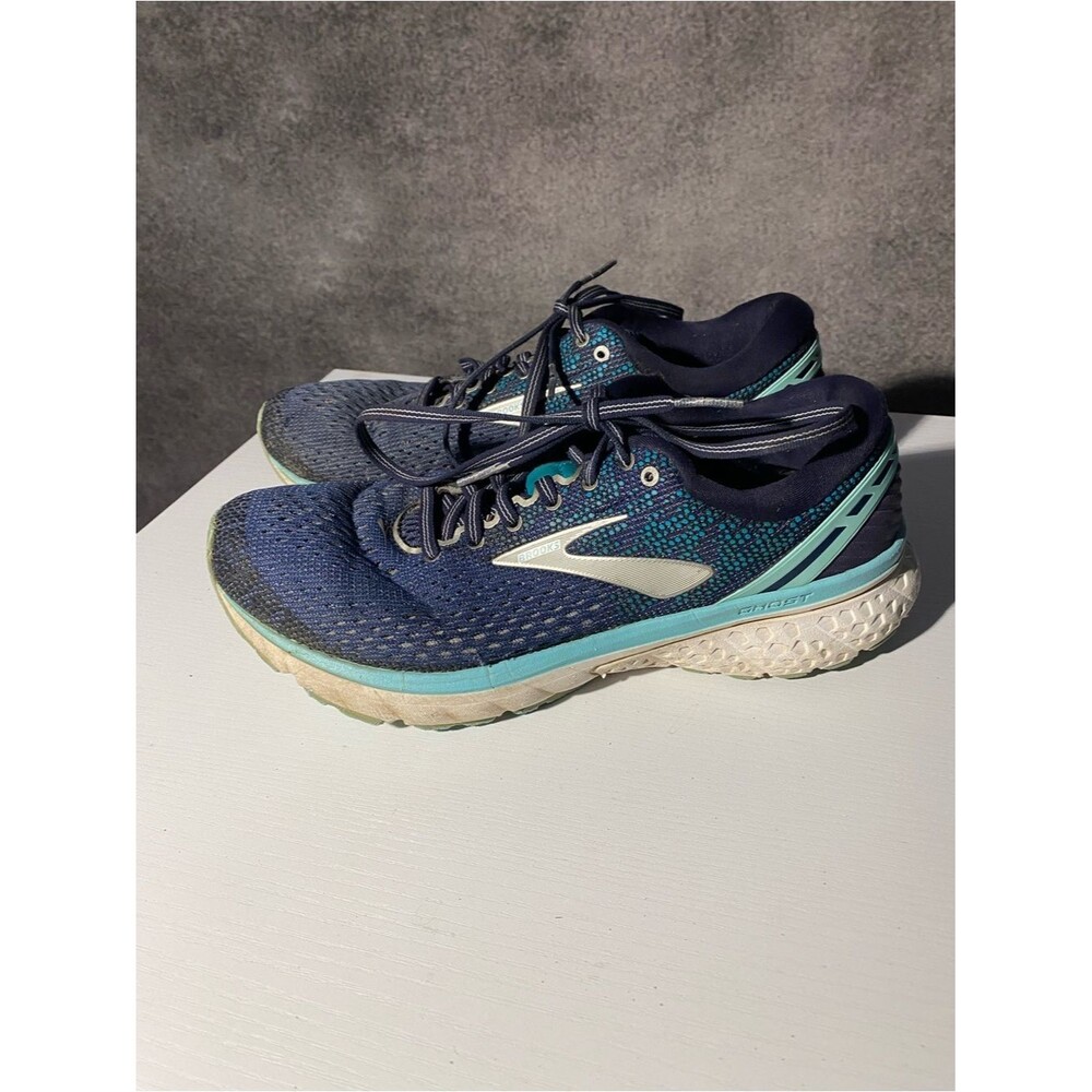 Brooks Ghost 11 Womens 9.5 B Running Shoes Navy Blue Teal Sneakers